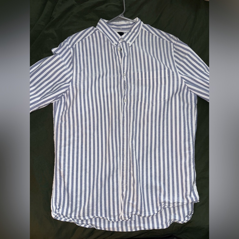 Blue & White Striped Button Up Shirt - H&M